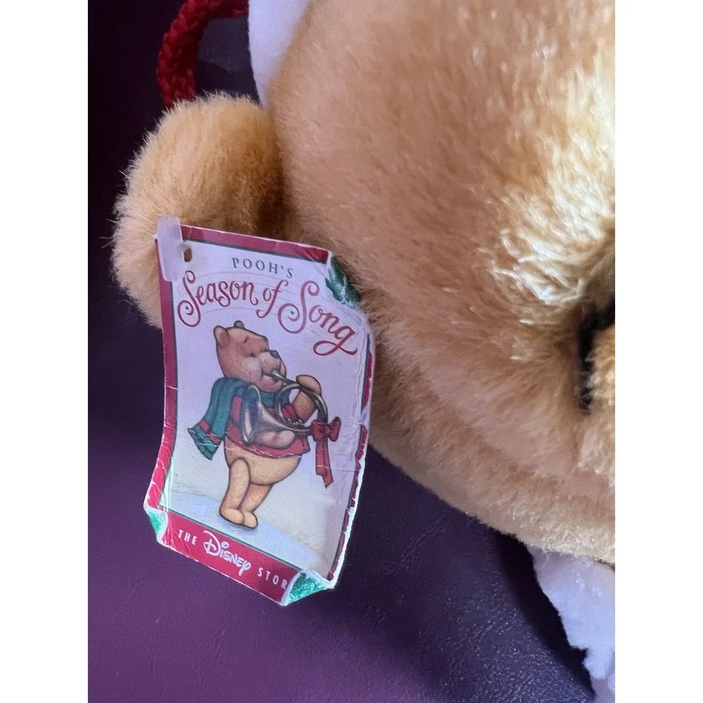 DISNEY Vintage WINNIE THE POOH IN SANTA HAT‎ CHRISTMAS PLUSH STOCKING 3D HEAD